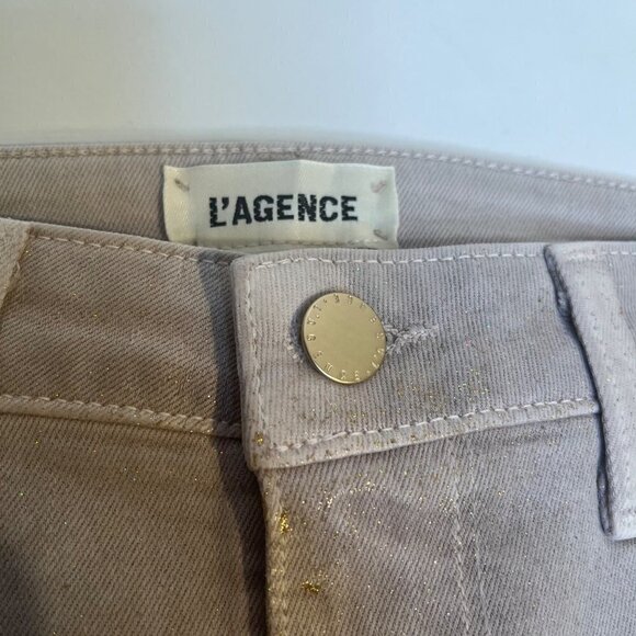 NWOT L'AGENCE Margot High-Rise Glitter-Coated Stretch Skinny Jeans Size 26 - Picture 5 of 7